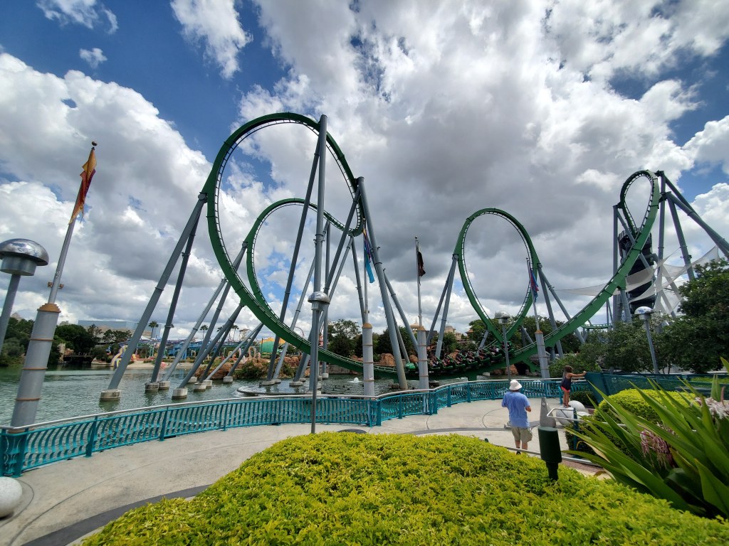 Islands of Adventure, Universal Orlando, Florida, Theme Park, Incredible Hulk Coaster, Steel Roller Coaster, Inversions, Loops, Cobra roll, Corkscrews, 