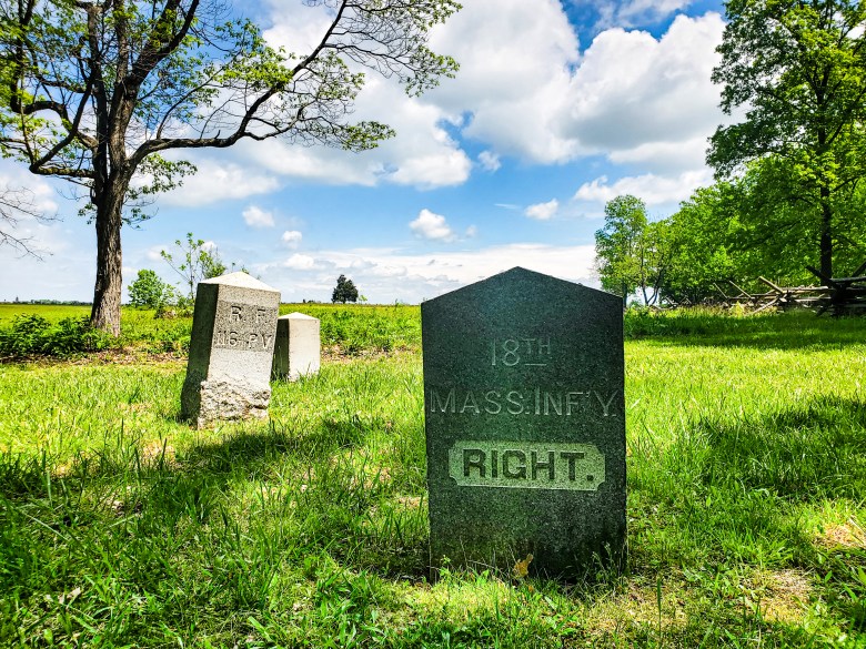 Gettysburg, PA, Battlefield, history, union, confederate, civil war, Pennsylvania, grave, 18th Mass. Inf'y