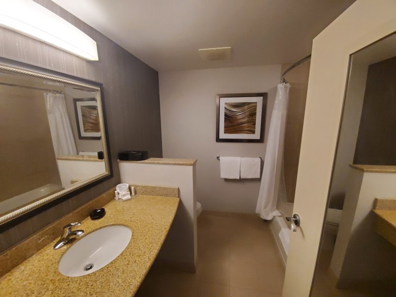 Hotel Bathroom at the Courtyard by Marriott Pittsburgh Greensburg in Western Pa. 
