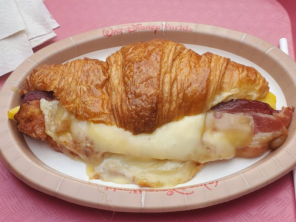 Bacon, egg, and cheese croissant in the France Pavilion  