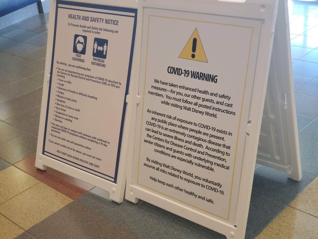 health and Safety Notice at Walt Disney World resort in Orlando Florida