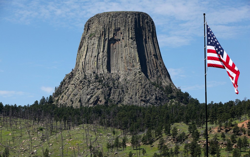 US Flag, Devil's Tower, Wyoming,