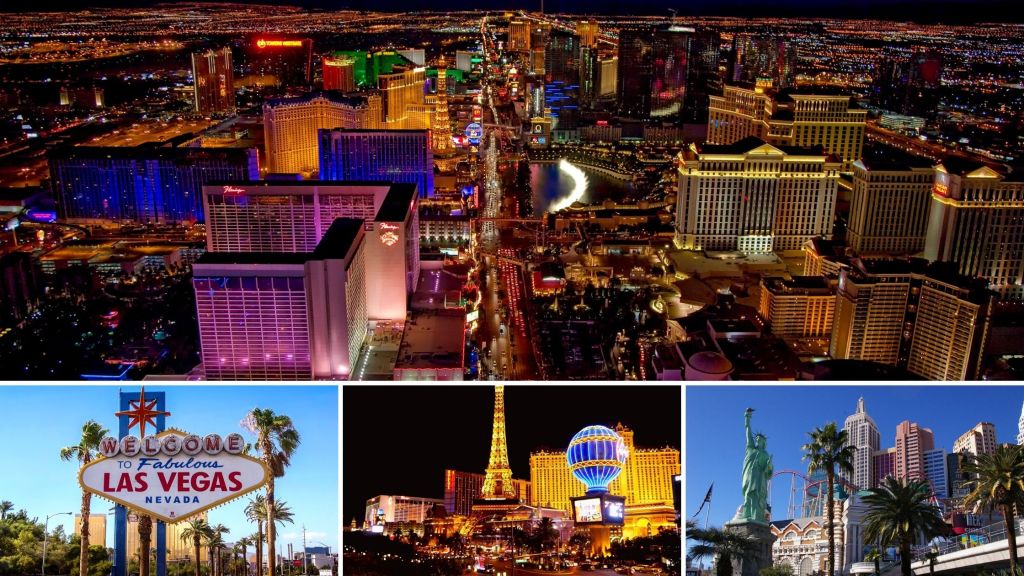 Las Vegas, Fabulous Las Vegas Sign, Vegas Strip, New York New York Hotel, Paris Hotel and Casino,