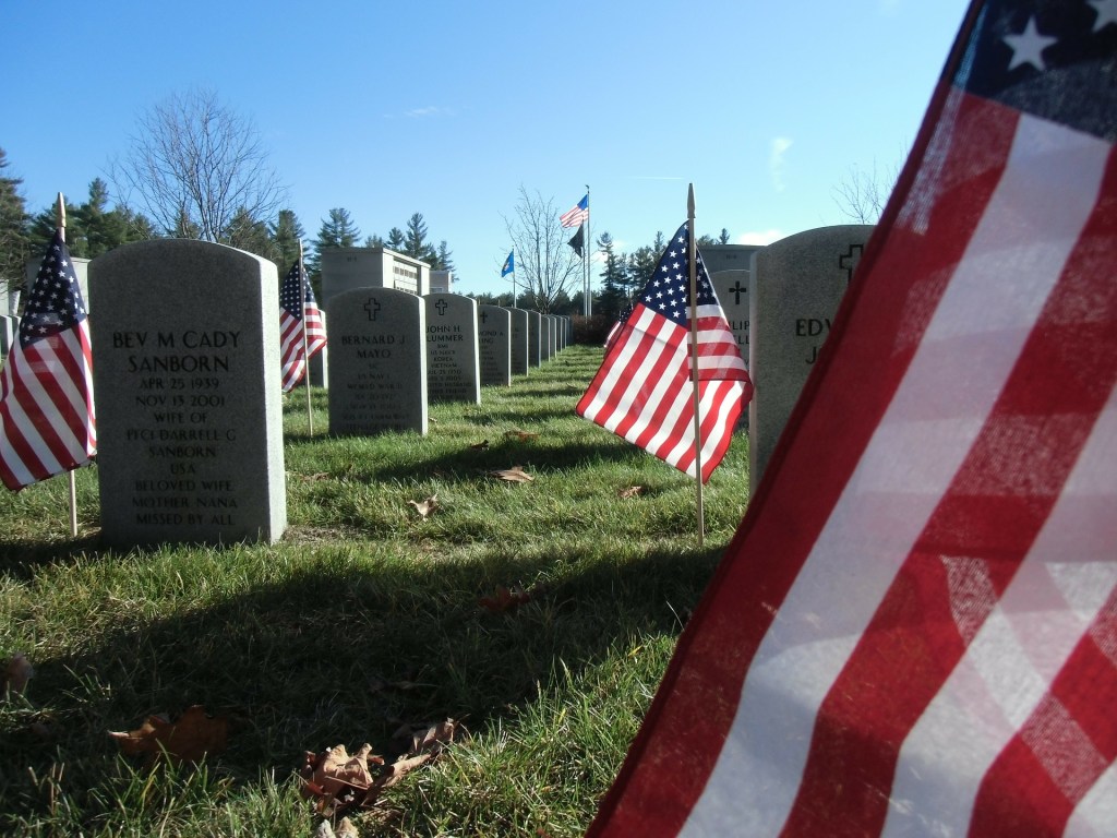 Flags, Graves, Veteran Cemetery, 